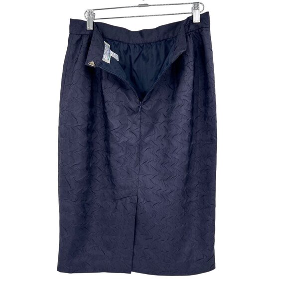 Colours By Alexander Julian Navy Textured Pencil Skirt Size 12 Office Academia - Picture 3 of 6